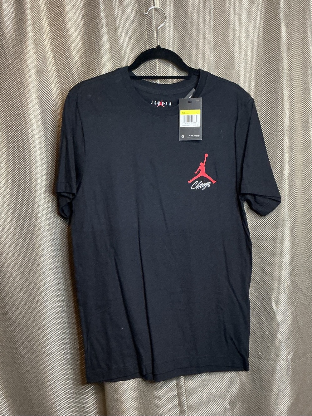Jordan Black Short-Sleeve Tee with Red Jumpman Chicago Logo
